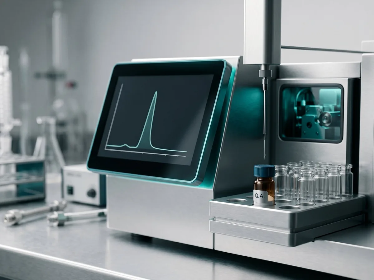 HPLC instrument confirming compound identity and purity